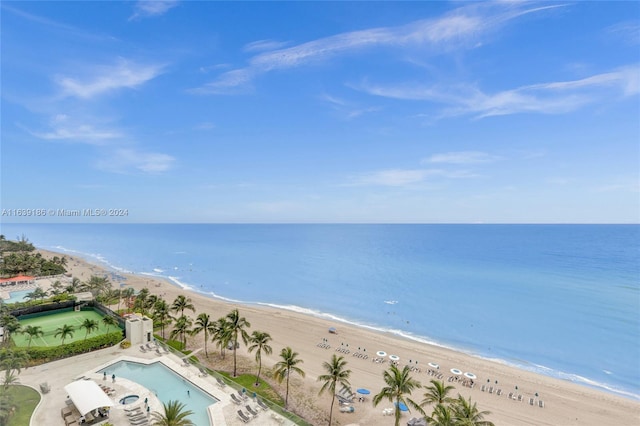 view of water feature featuring a beach view