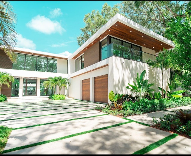 exterior space with a garage