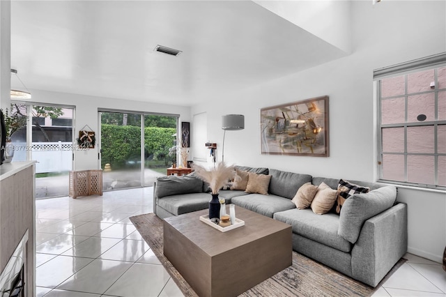 view of tiled living room