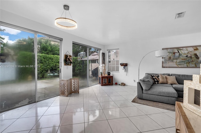 view of tiled living room