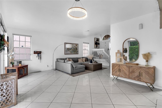 view of tiled living room