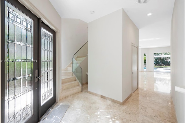 entrance foyer with french doors