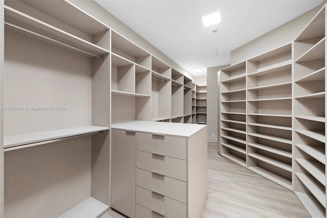 walk in closet featuring light hardwood / wood-style floors