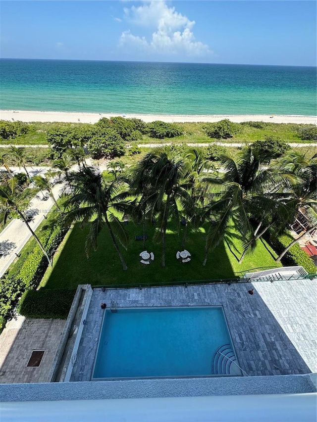 9195 Collins Ave Unit 801, Surfside, FL 33154 - view of pool with a view of the beach and a water view