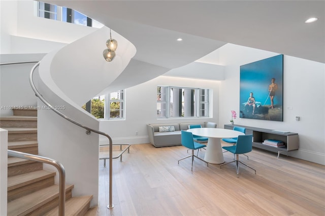 dining room with light hardwood / wood-style flooring