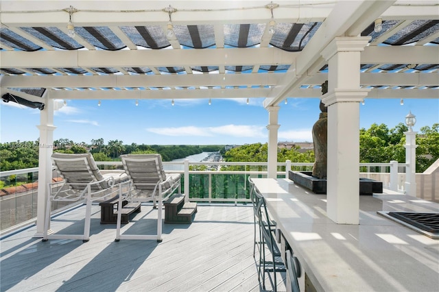 deck with a pergola