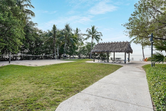 surrounding community featuring a gazebo and a lawn