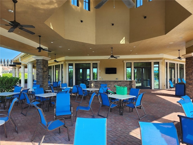 view of patio / terrace with a bar