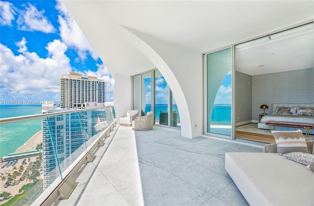 balcony with a water view