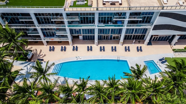 view of pool featuring a patio area