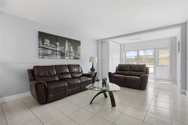 view of tiled living room