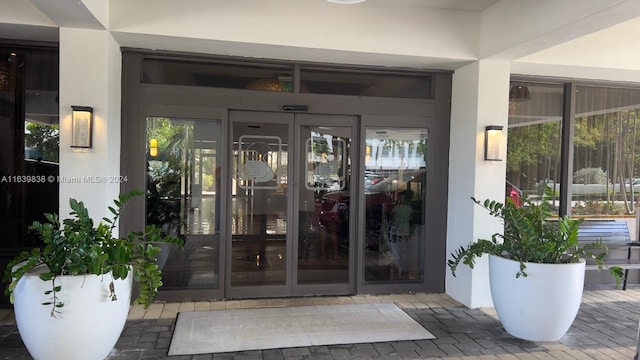 doorway to property with french doors