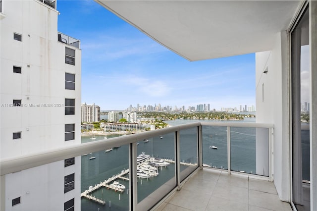 balcony with a water view