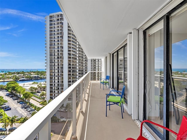 balcony with a water view