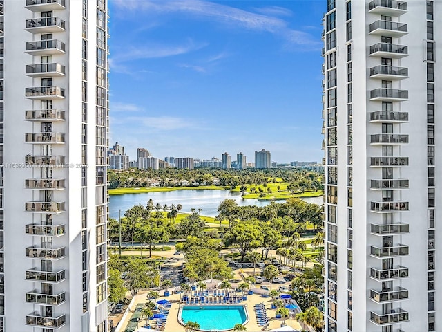 property view of water with a city view