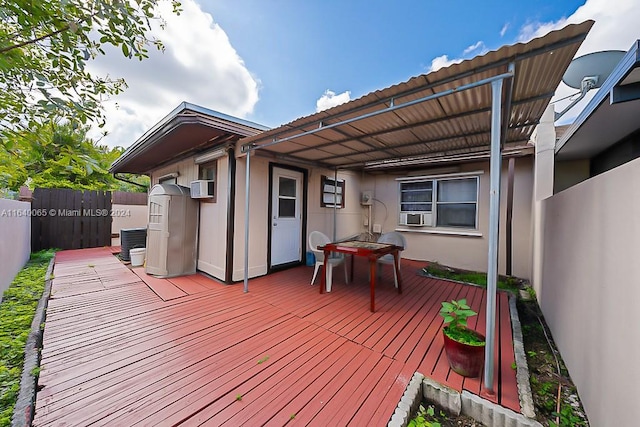 wooden deck with cooling unit