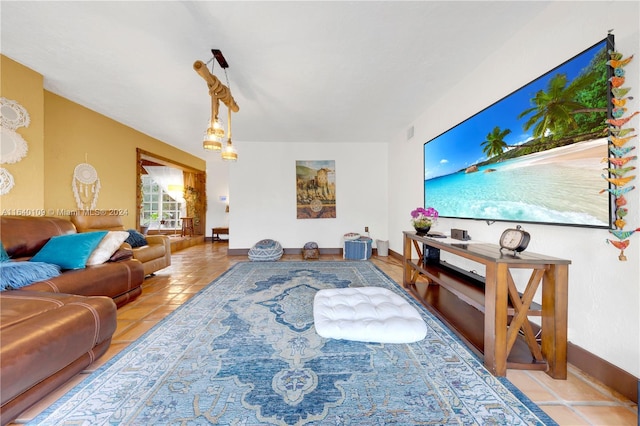 view of tiled living room