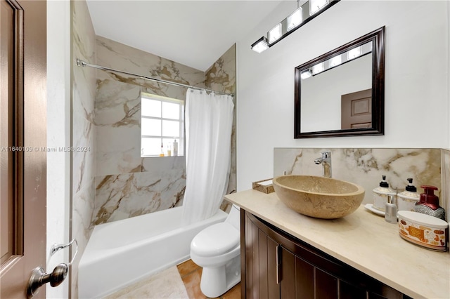 16255 SW 216th St, Miami, FL 33170 - bathroom with shower / tub combo, tasteful backsplash, vanity, and toilet