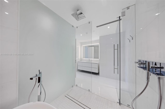 300 Biscayne Blvd Way Unit 2009, Miami, FL 33131 - full bathroom featuring visible vents, vanity, and a shower with door