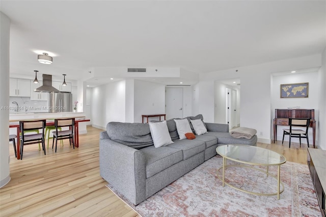 living room featuring light hardwood / wood-style floors