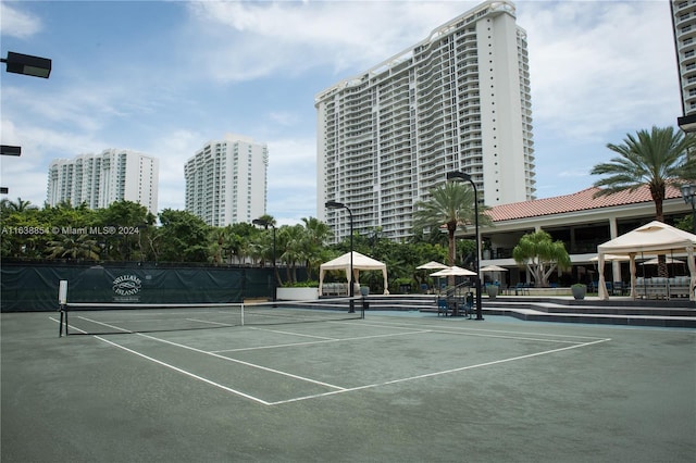 view of sport court featuring a gazebo