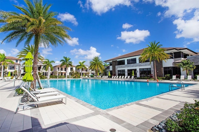 view of swimming pool featuring a patio