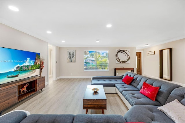 5740 NE 19th Ave, Fort Lauderdale, FL 33308 - living room with baseboards, light wood finished floors, and recessed lighting