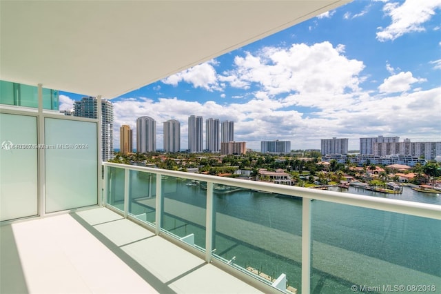 400 Sunny Isles Blvd Unit 1019, Sunny Isles Beach, FL 33160 - balcony featuring a view of skyline and a water view