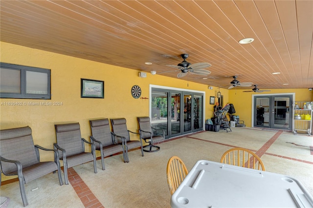 view of patio / terrace featuring french doors and ceiling fan