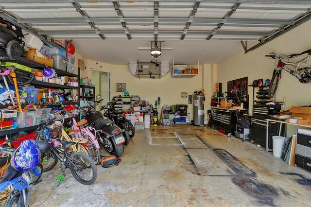 garage with electric water heater