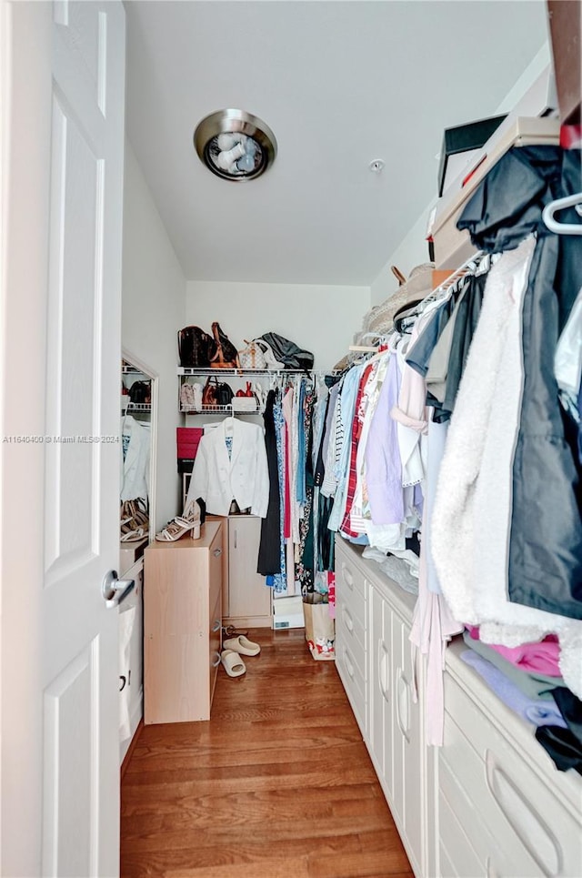 walk in closet featuring light wood-style floors