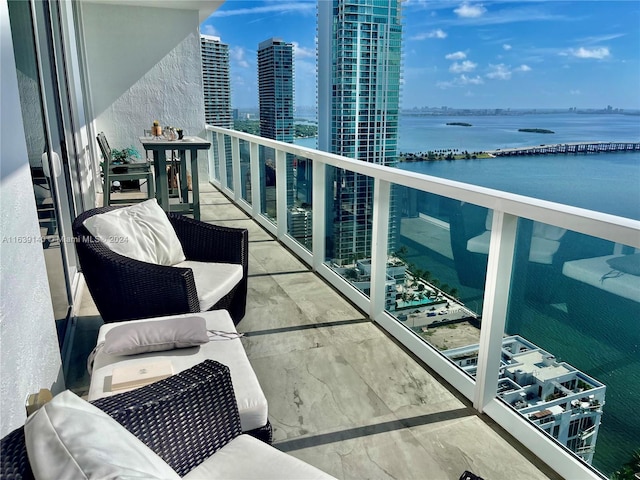 balcony with a water view