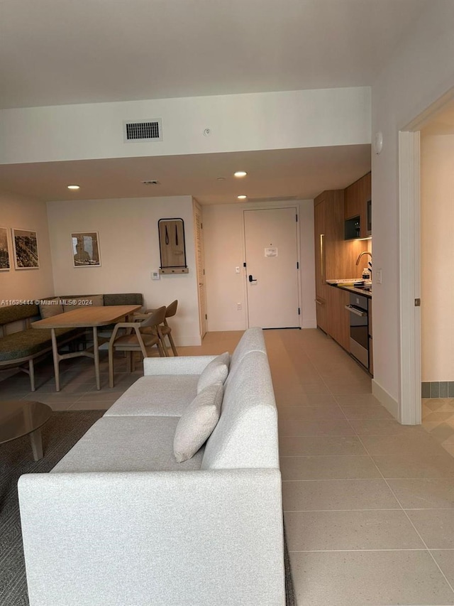 view of tiled living room