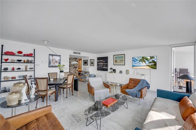 view of tiled living room