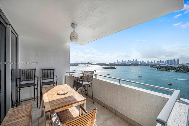 balcony with a water view