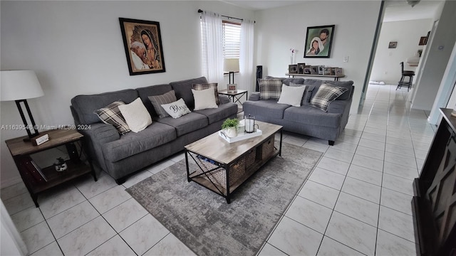 view of tiled living room