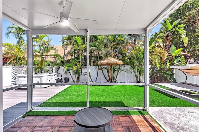 view of patio / terrace featuring ceiling fan