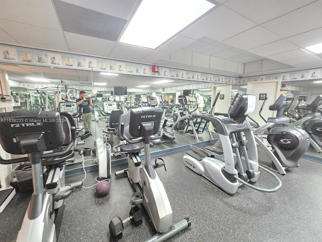 gym with a drop ceiling