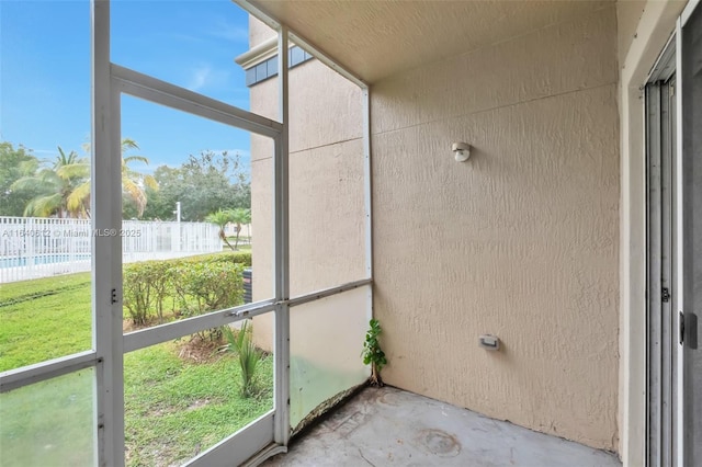 view of unfurnished sunroom