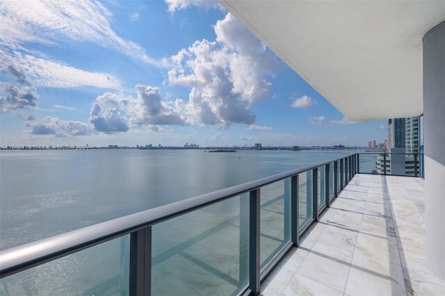 balcony with a water view