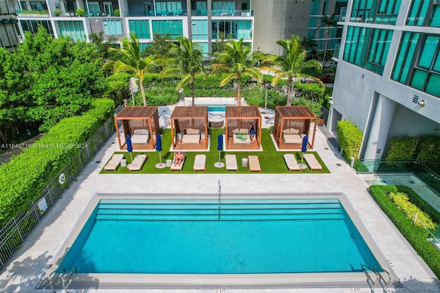 view of pool with an outdoor hangout area and a patio area