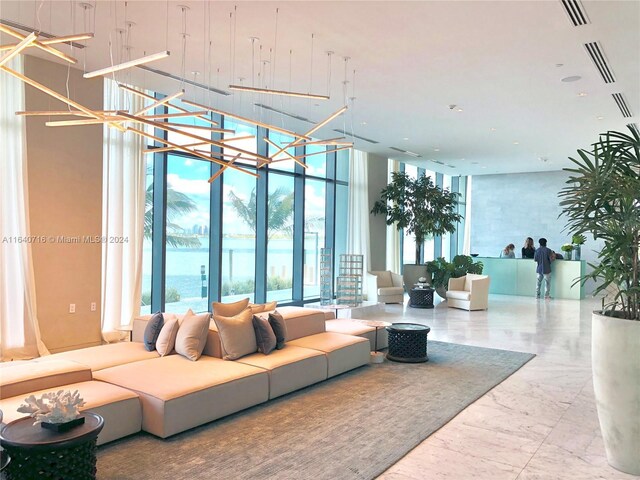 common area with a water view