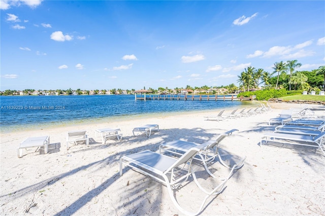 property view of water with a beach view