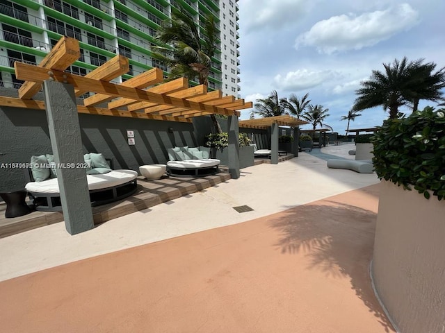 view of patio featuring a pergola