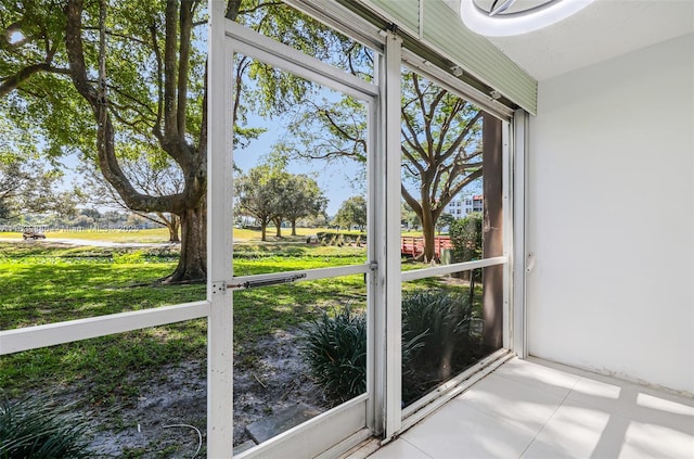 view of unfurnished sunroom