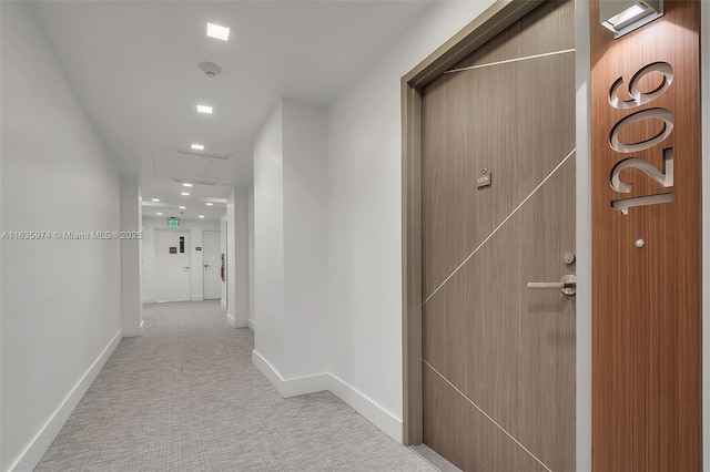 601 NE 27th St Unit 1206, Miami, FL 33137 - hallway featuring carpet flooring, recessed lighting, and baseboards