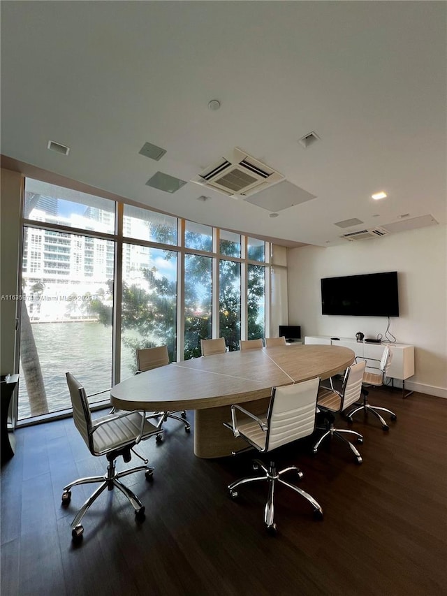 601 NE 27th St Unit 1206, Miami, FL 33137 - office space featuring dark wood-type flooring, a wall of windows, and baseboards