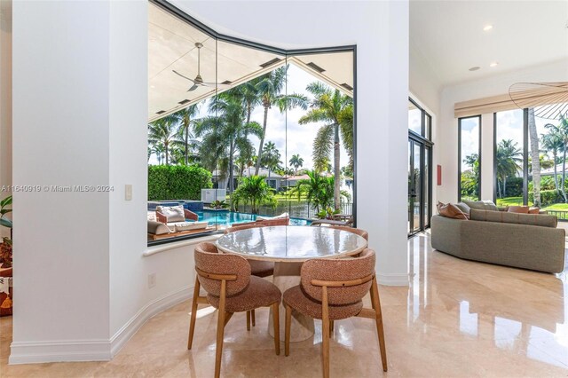 view of tiled dining room