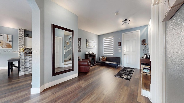 entrance foyer with dark hardwood / wood-style flooring