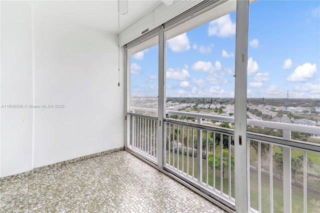 view of unfurnished sunroom